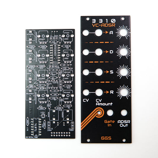 AS3310 / CEM3310 ADSR (Attack Decay Sustain Release) Erorack module PCB and Front Panel kit for DIY synthesiser.