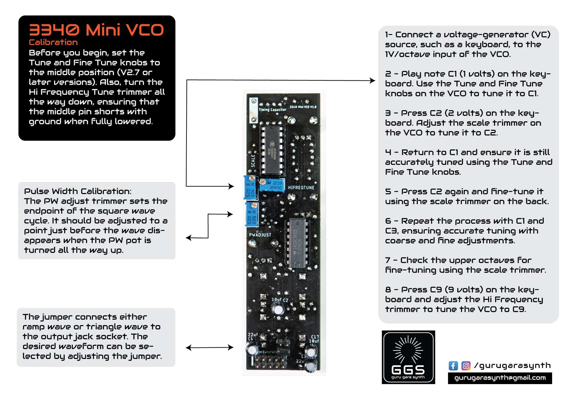 3340 Mini VCO / Eurorack /  PCB  and Front Panel