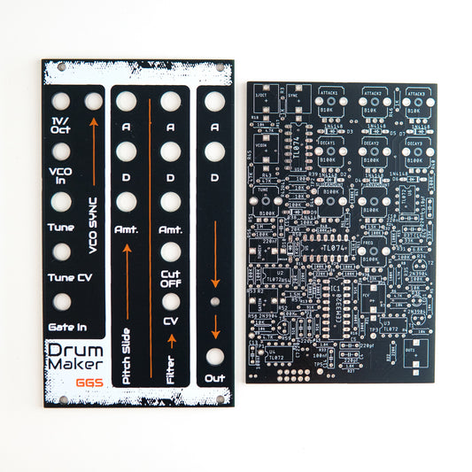 This Eurorack module is designed to transform your existing VCO into a versatile drum sound generator. Create everything from deep, heavy bass drums to punchy, harmonically rich kick drums and even tom-like percussive elements.
An on-board filter and VCA provide precise shaping of your drum tones, while dedicated attack/decay controls deliver dynamic and nuanced results.