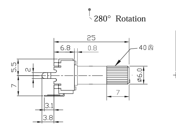 9mm Linear Potentiometer. PCB Mount.  Specifications.