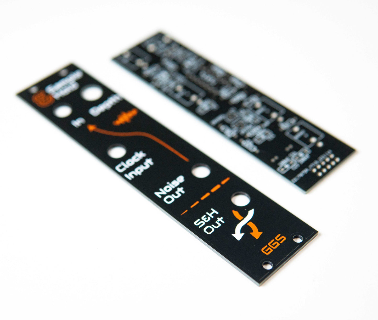 Eurorack sample and hold module for generating stepped waveforms. Ideal for introducing randomness and unique textures into electronic music.