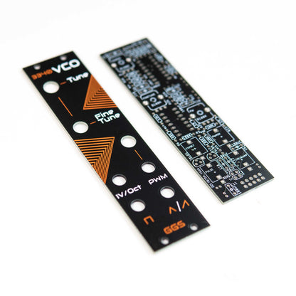 Eurorack 3340 Mini VCO module with square/pulse wave output and selectable triangle/ramp wave output. Features pulse width control, CV input, and handcrafted front panel. Affordable and versatile for modular synth enthusiasts.