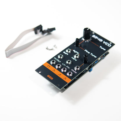 Fully built and calibrated 3340 VCO Eurorack module showing hand screen-printed PCB panel.