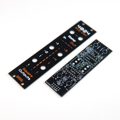 Eurorack sub-octave generator module featuring 4024 CMOS IC. Versatile octave switches and high-quality construction for modular synth enthusiasts. Ideal for rich sound layering and experimentation.