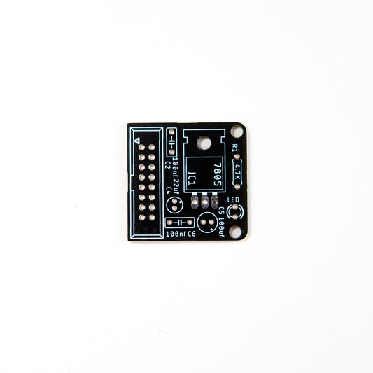 5V PSU / regulator for eurorack modular synthesiser that can be installed on power bus board. 