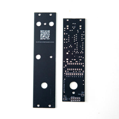  A 6HP Eurorack module designed to divide a clock signal into various divisions. Back view of the PCB and Front Panel.