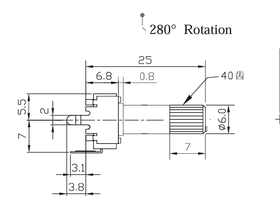 9mm Linear Potentiometer. PCB Mount.  Specifications. 