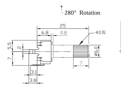 9mm Linear Potentiometer. PCB Mount.  Specifications. 