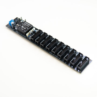 Eurorack power supply and bus board, power distribution. Synth PSU. +12V, -12V and +5V voltage regulator.