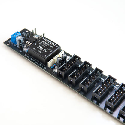 Eurorack power supply and bus board, power distribution. Synth PSU. +12V, -12V and +5V voltage regulator.