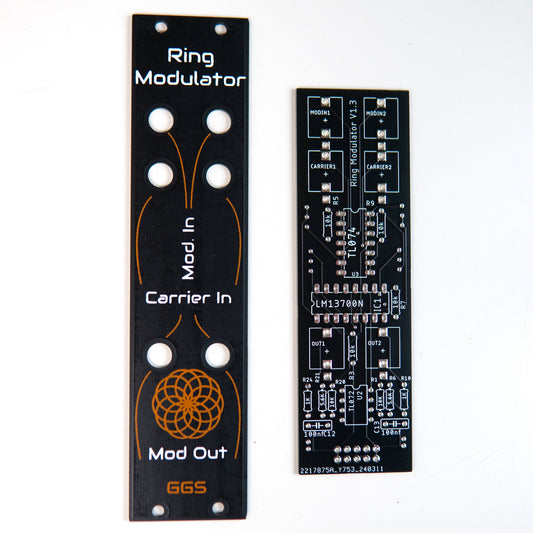 Eurorack compatible DIY ring modulator kit using LM13700 IC. Features adjustable symmetry and modulation. Ideal for synth projects and experimentation.