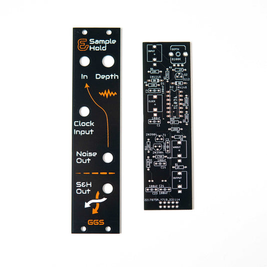 Eurorack sample and hold module for generating stepped waveforms. Ideal for introducing randomness and unique textures into electronic music.