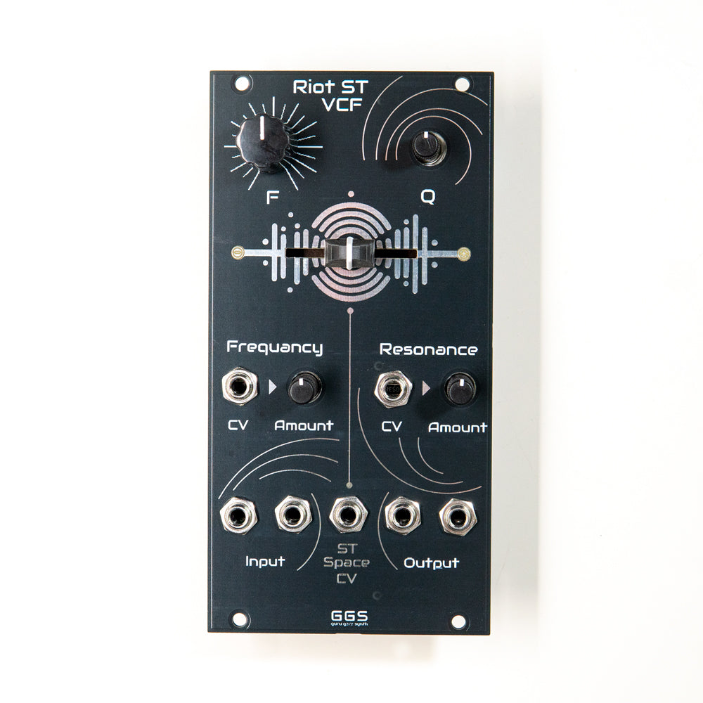 Riot ST Stereo filter for eurorack modular synthesiser. Voltage control frequency, resonance and stereo space.