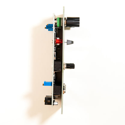 Riot Stereo filter for eurorack modular synthesiser. Voltage control frequency, resonance and stereo space. skiff friendly, thin. Depth.
